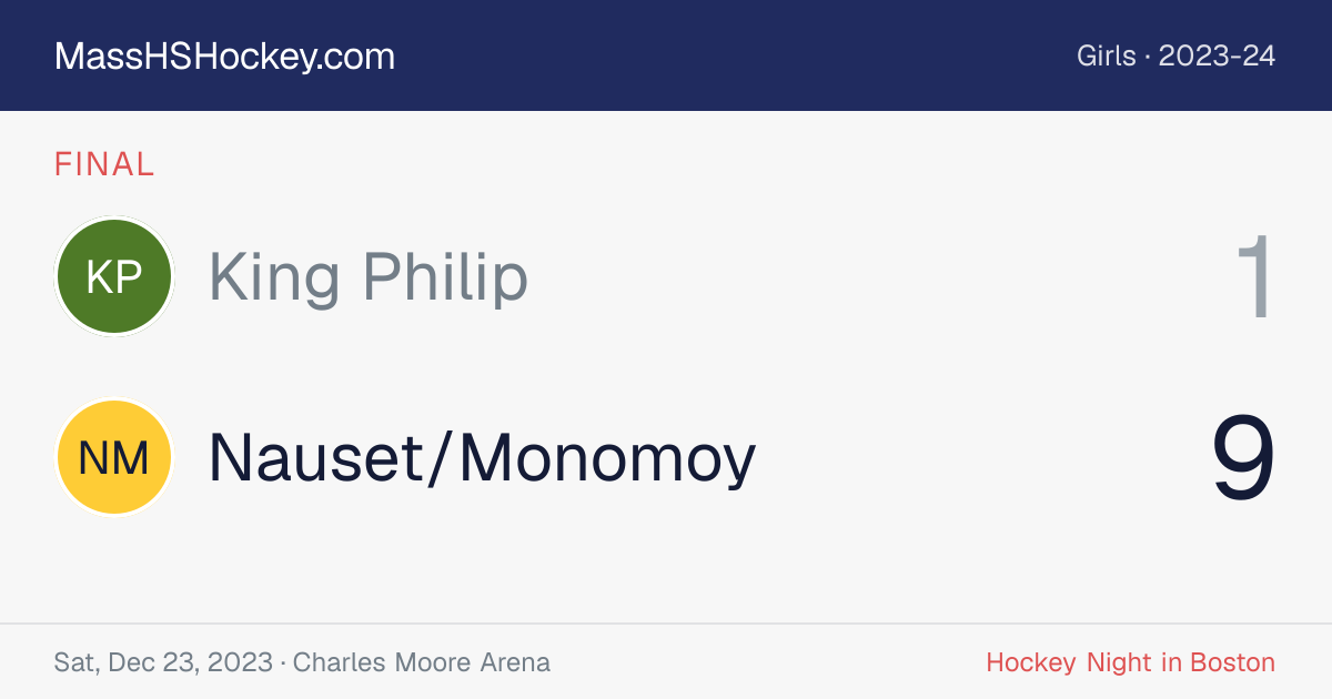 King Philip at Nauset/Monomoy score card