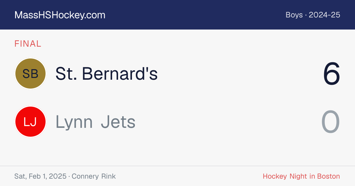 St. Bernard's at Lynn Jets score card