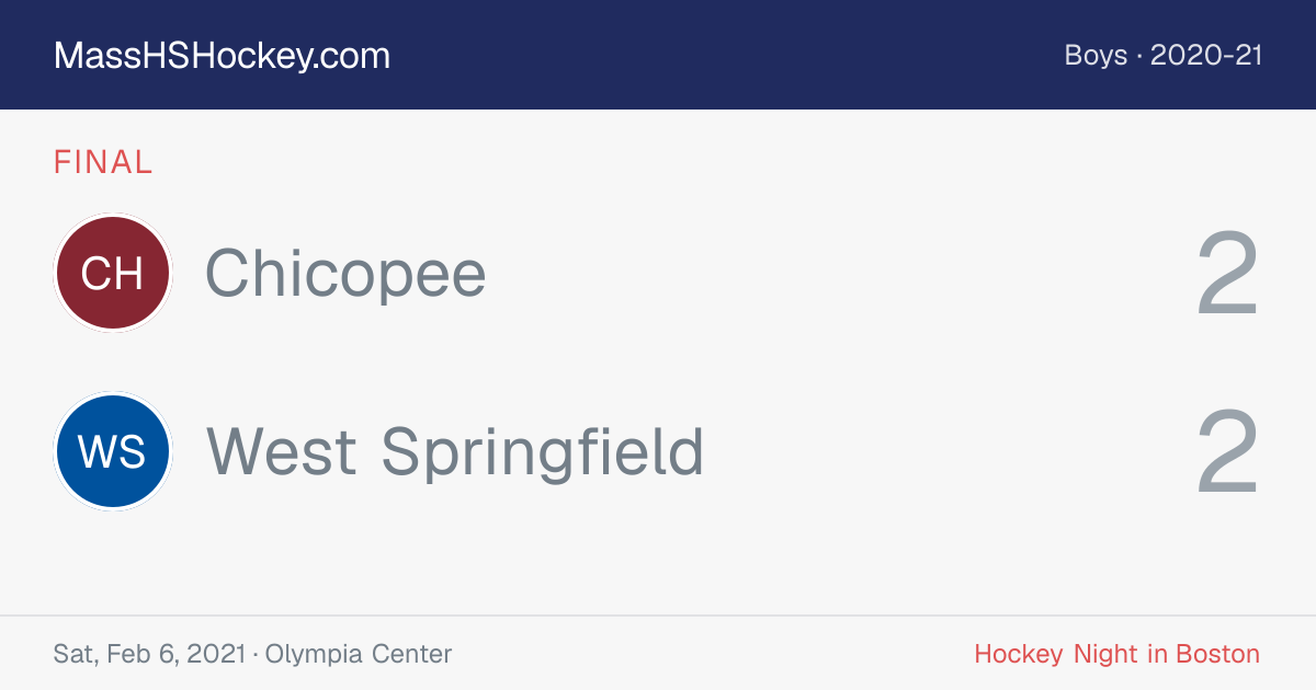 Chicopee at West Springfield score card