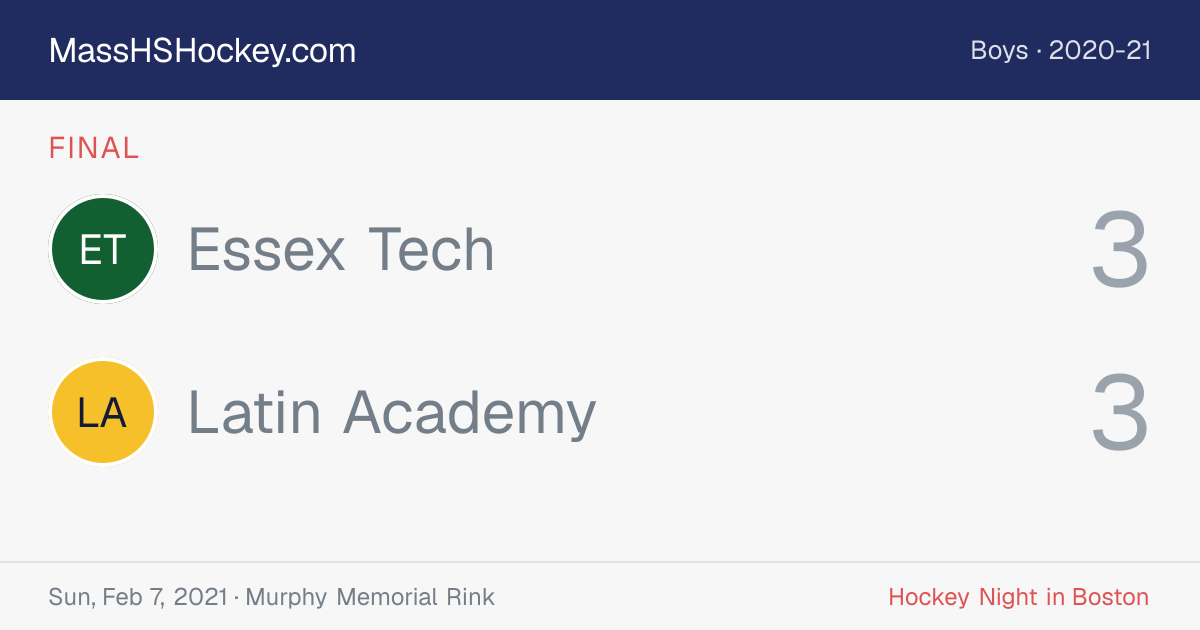 Essex Tech at Latin Academy score card