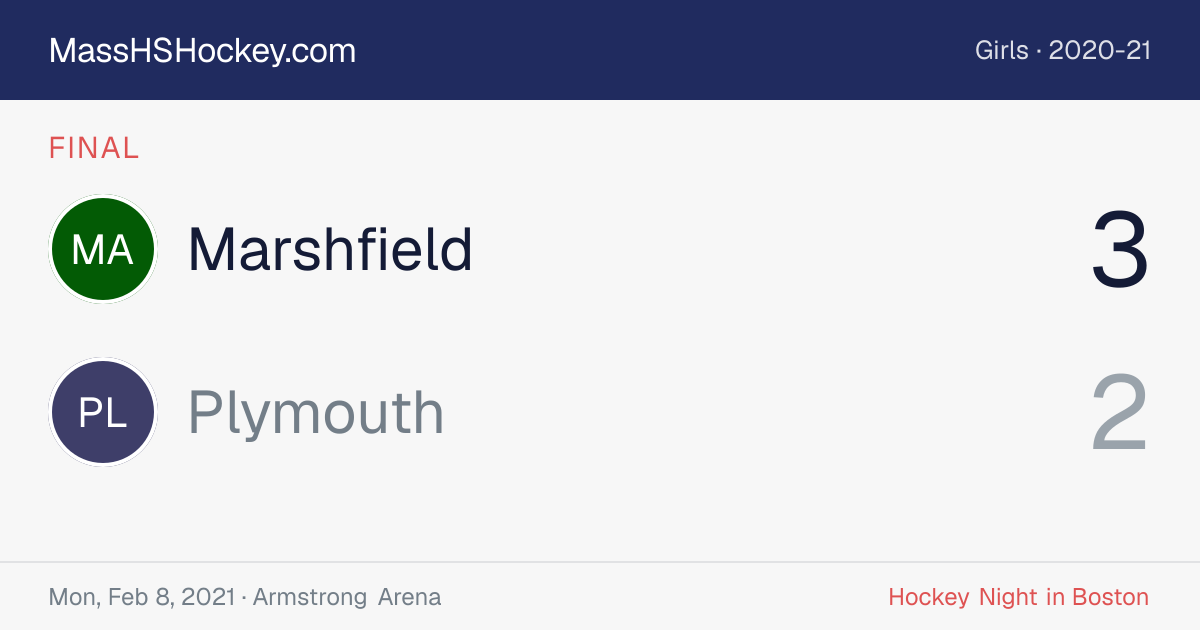 Marshfield at Plymouth score card