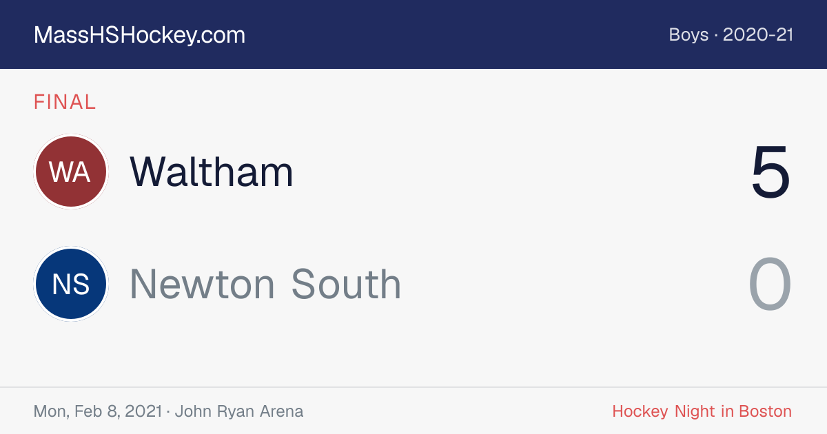 Waltham at Newton South score card