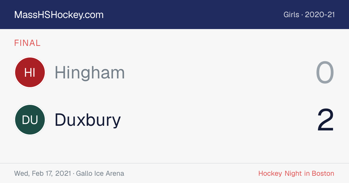 Hingham at Duxbury score card