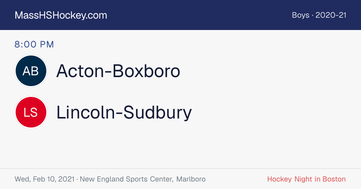 Acton-Boxboro at Lincoln-Sudbury score card