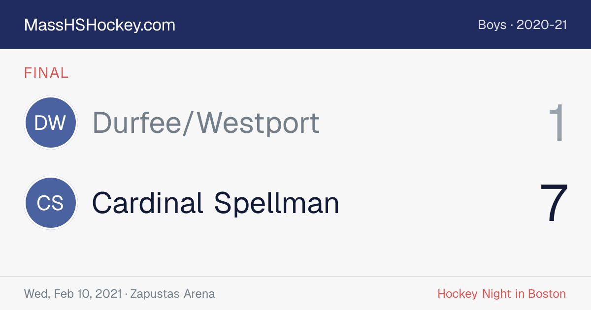 Durfee/Westport at Cardinal Spellman score card