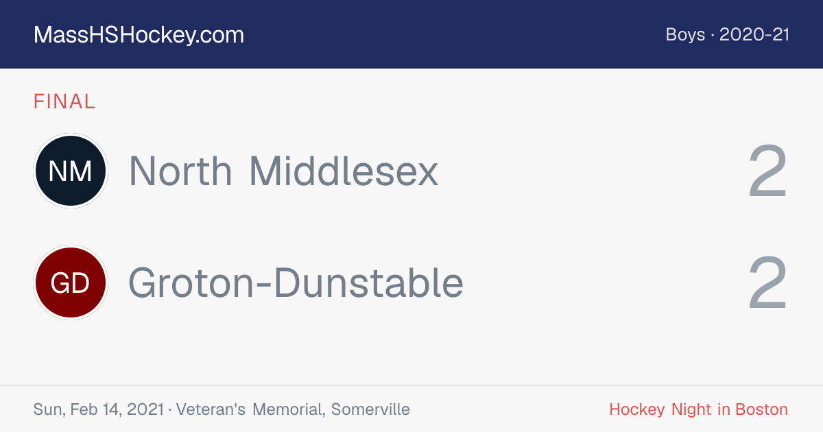 North Middlesex at Groton-Dunstable score card