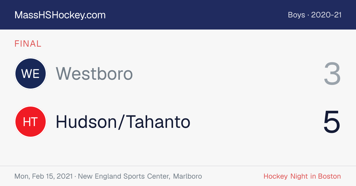 Westboro at Hudson/Tahanto score card