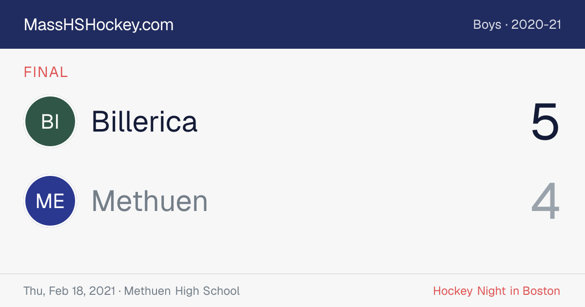 Billerica at Methuen score card