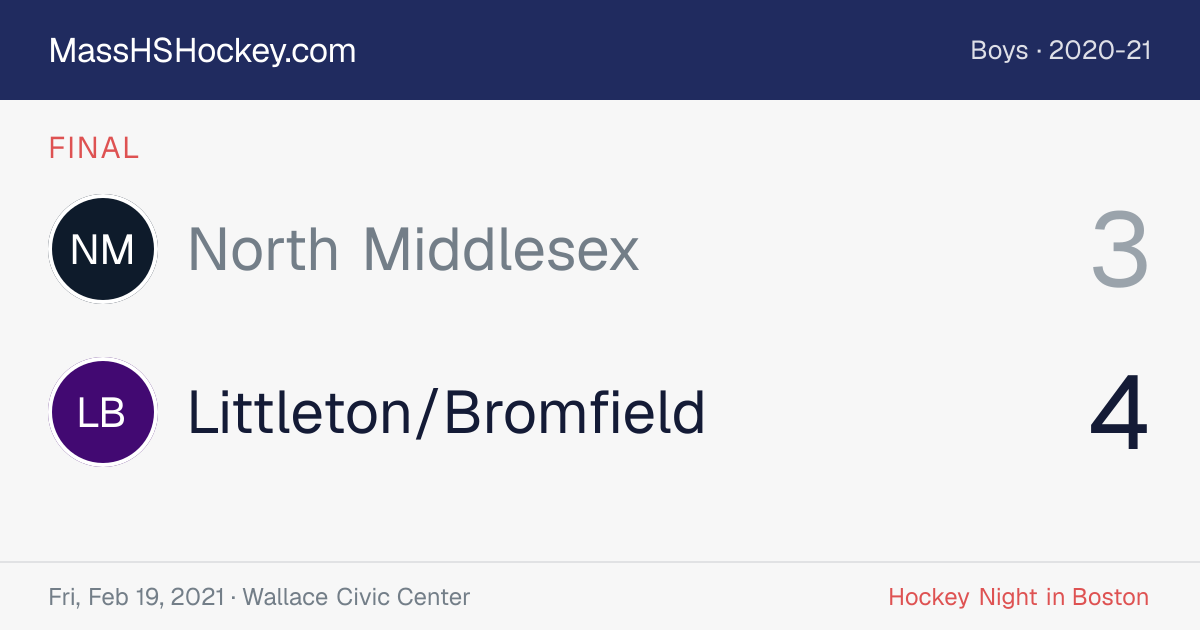 North Middlesex at Littleton/Bromfield score card