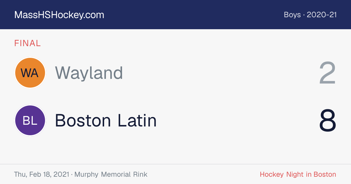Wayland at Boston Latin score card