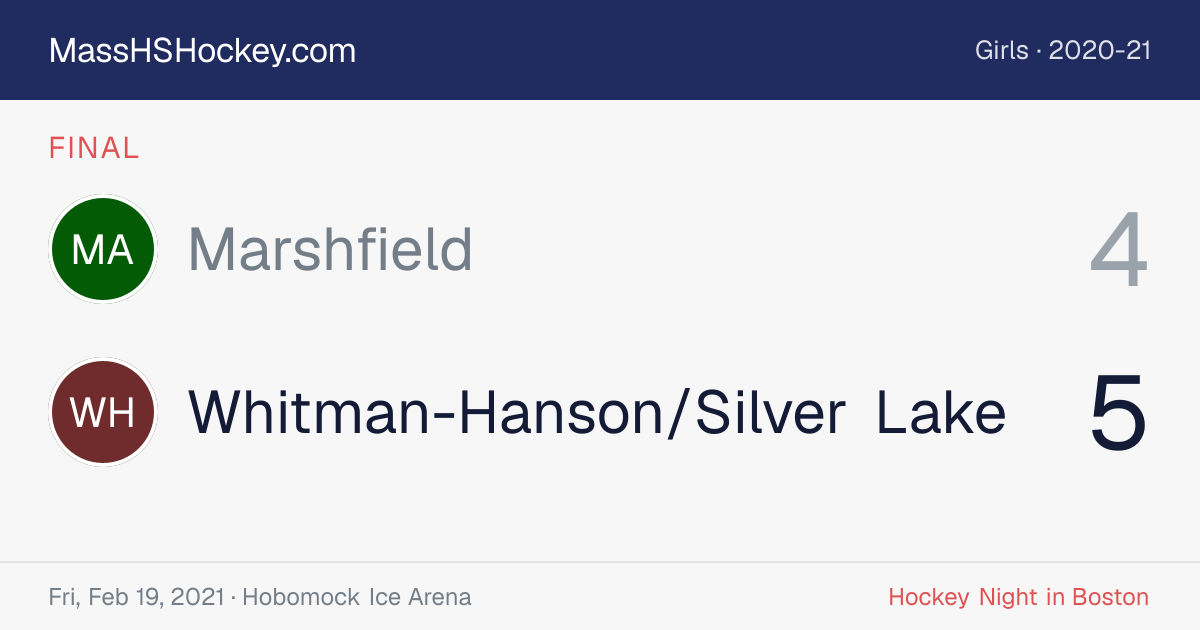 Marshfield at Whitman-Hanson/Silver Lake score card