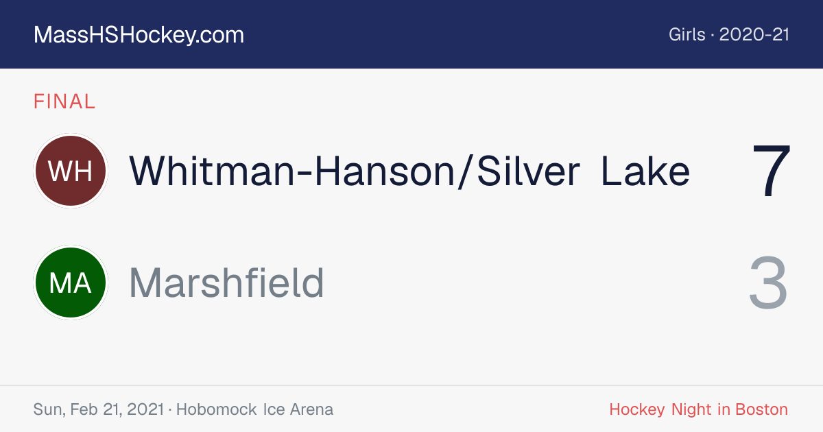 Whitman-Hanson/Silver Lake at Marshfield score card