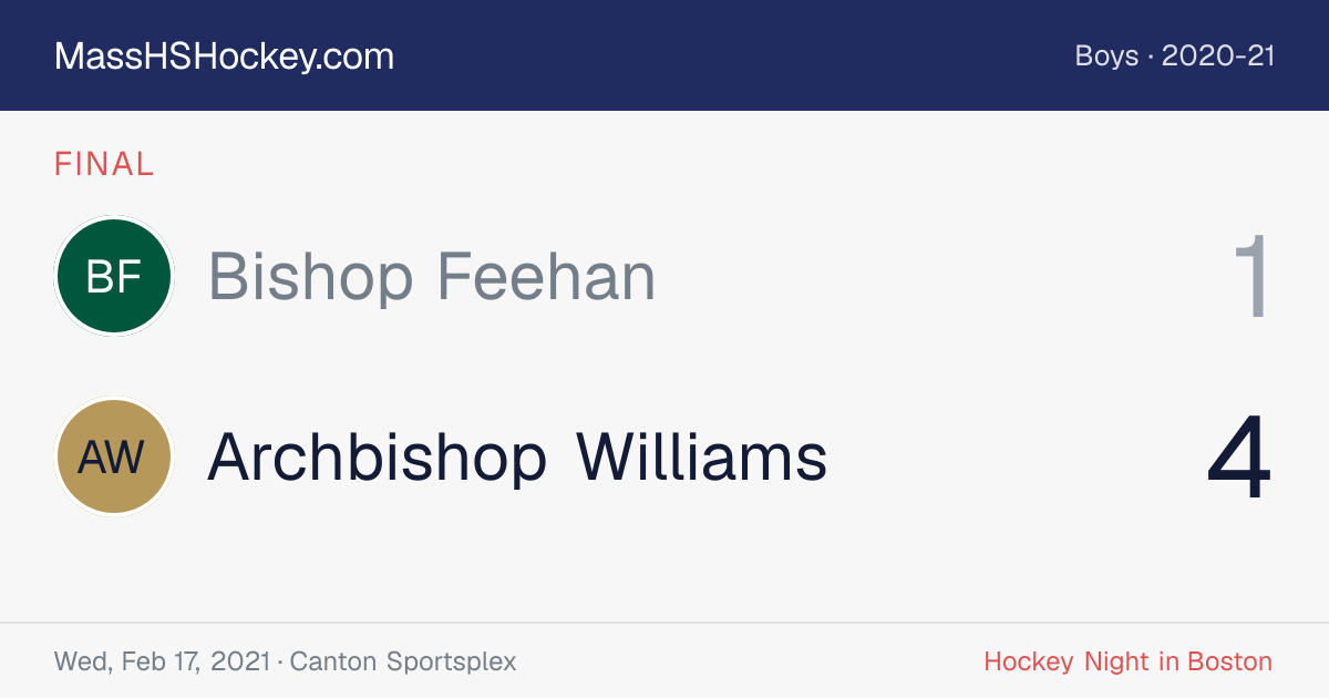 Bishop Feehan at Archbishop Williams score card