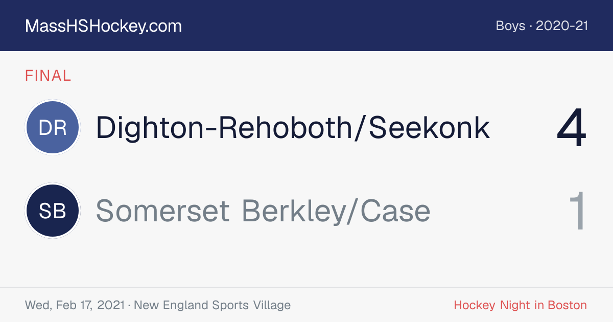 Dighton-Rehoboth/Seekonk at Somerset Berkley/Case score card