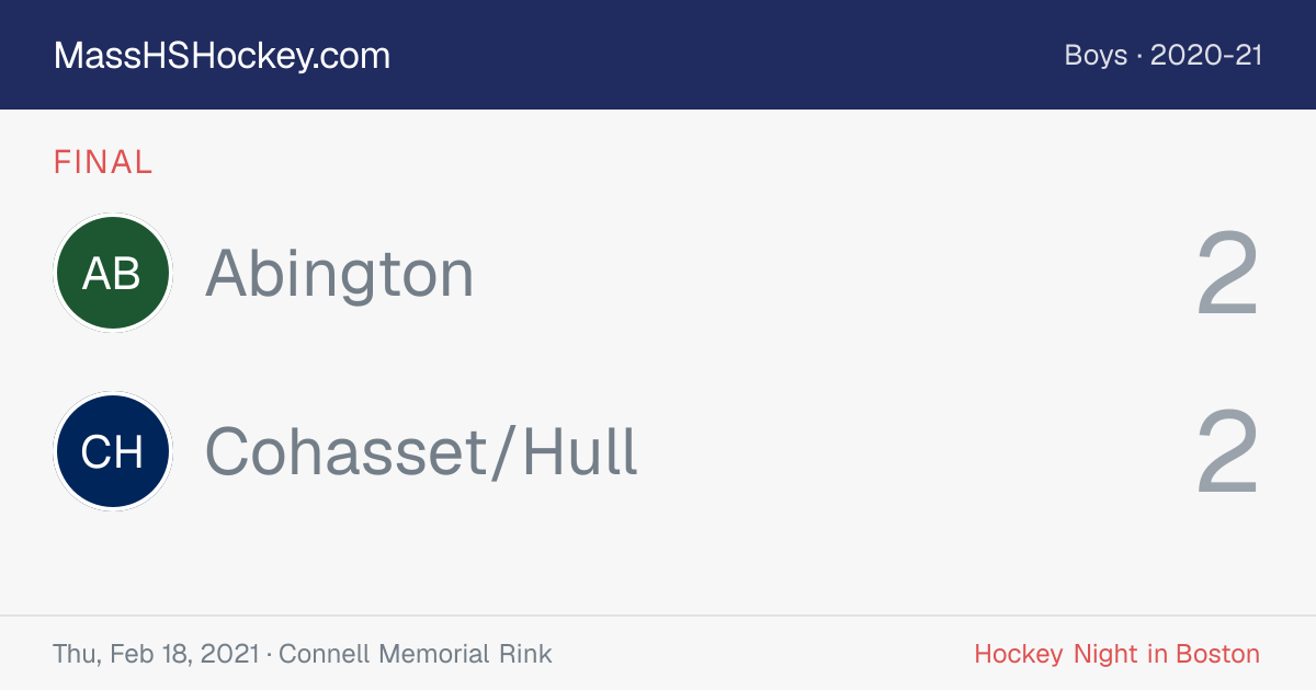 Abington at Cohasset/Hull score card