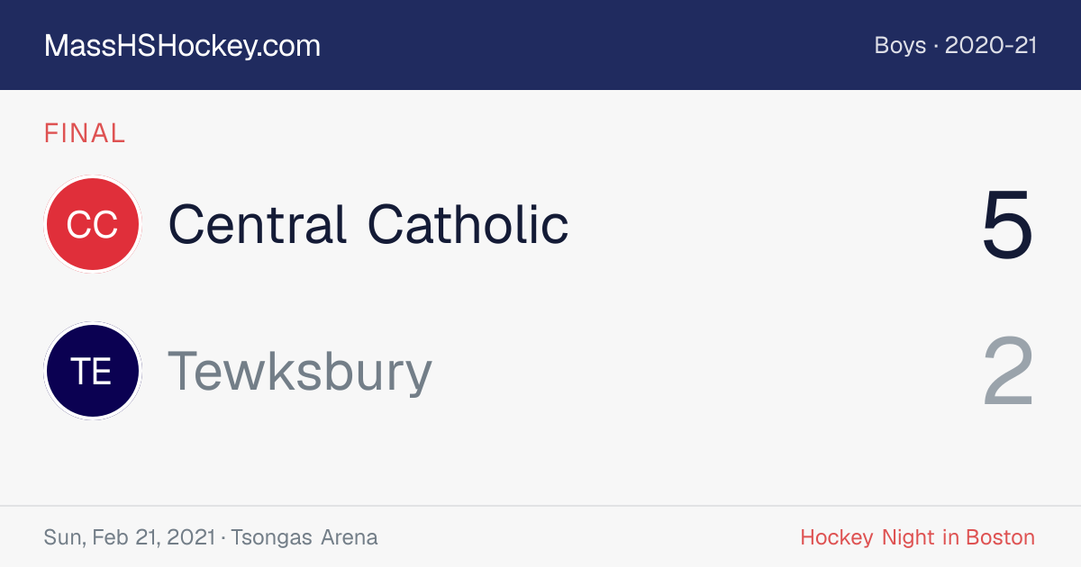 Central Catholic at Tewksbury score card