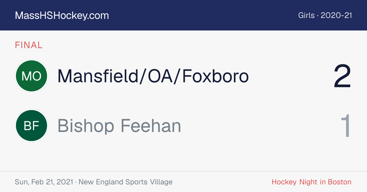 Mansfield/OA/Foxboro at Bishop Feehan score card