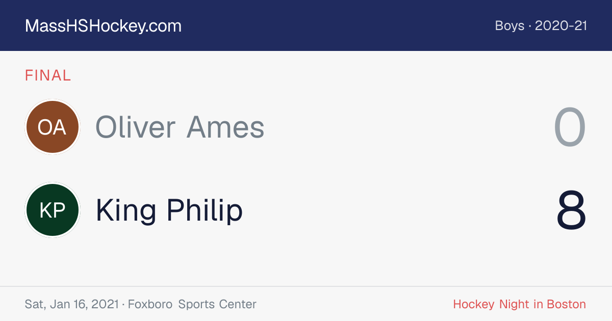 Oliver Ames at King Philip score card