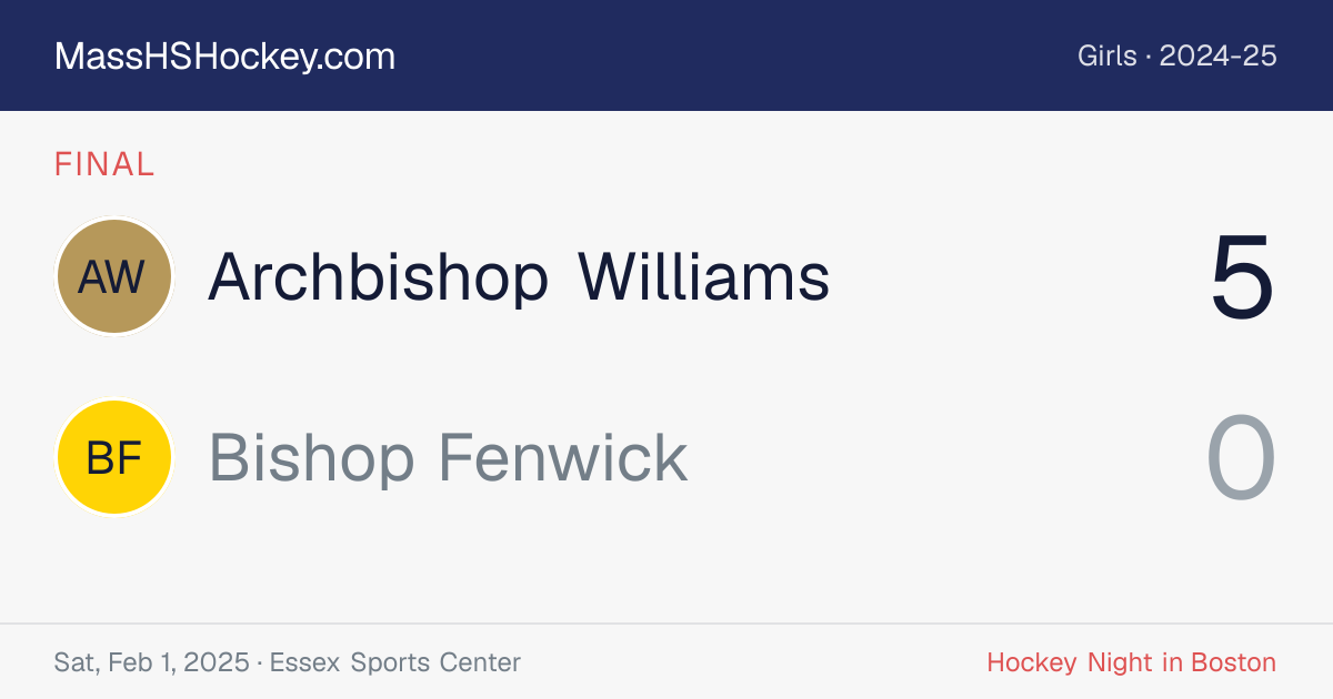 Archbishop Williams at Bishop Fenwick score card