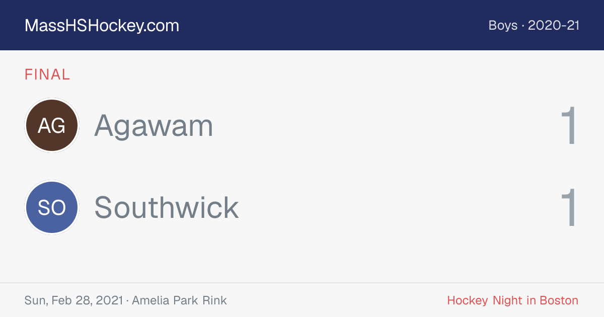 Agawam at Southwick score card