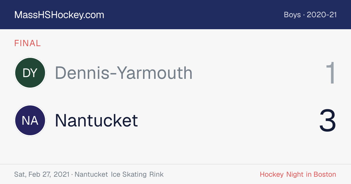 Dennis-Yarmouth at Nantucket score card