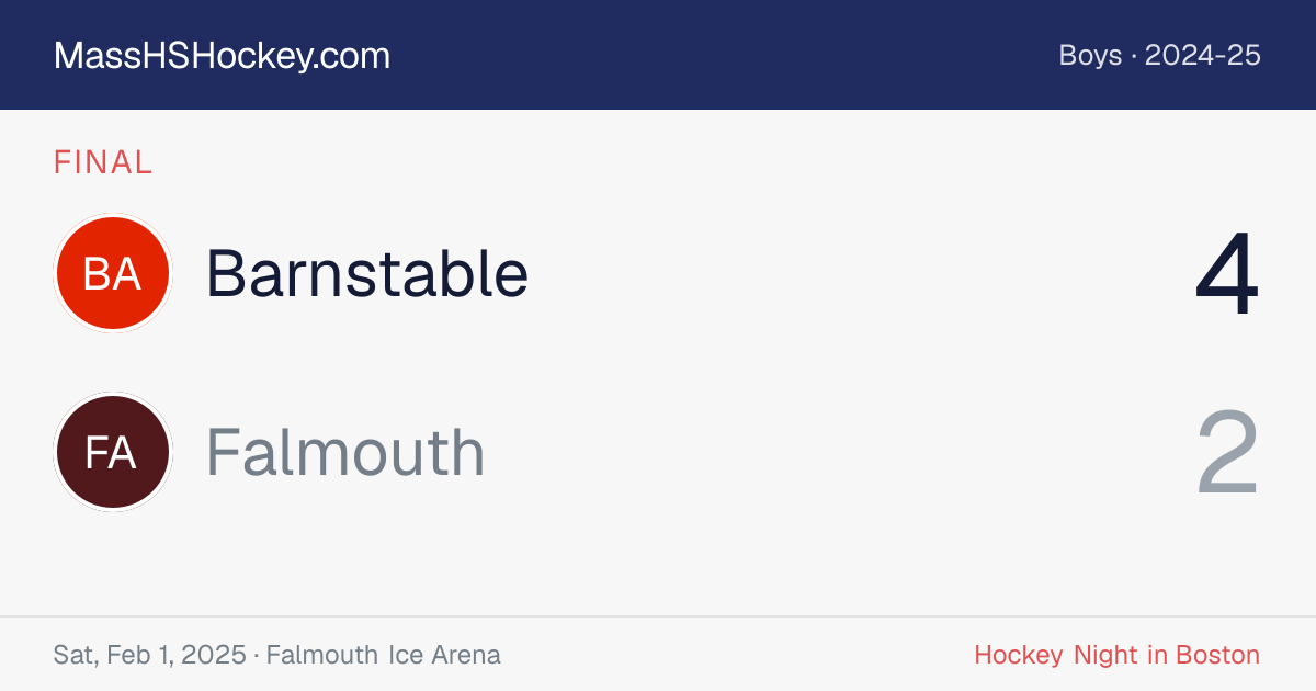 Barnstable at Falmouth score card