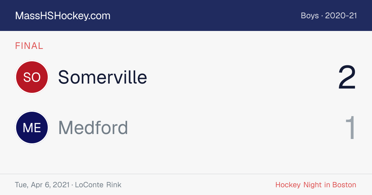 Somerville at Medford score card