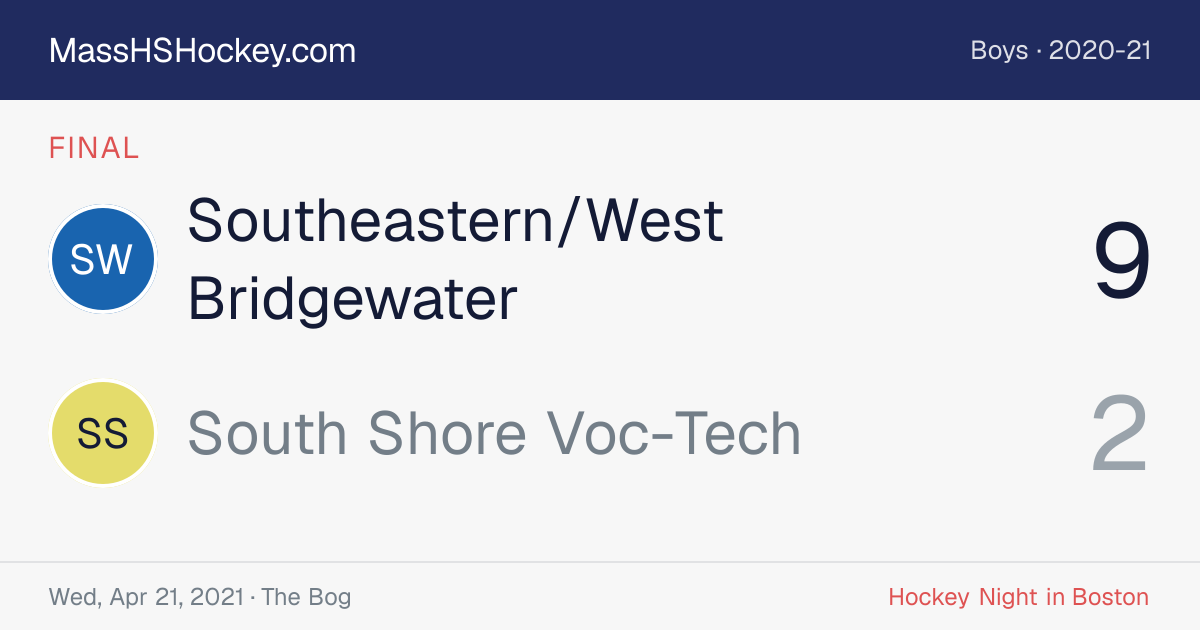 Southeastern/West Bridgewater at South Shore Voc-Tech score card