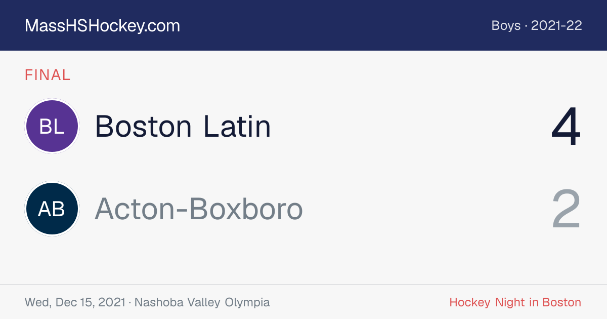 Boston Latin at Acton-Boxboro score card