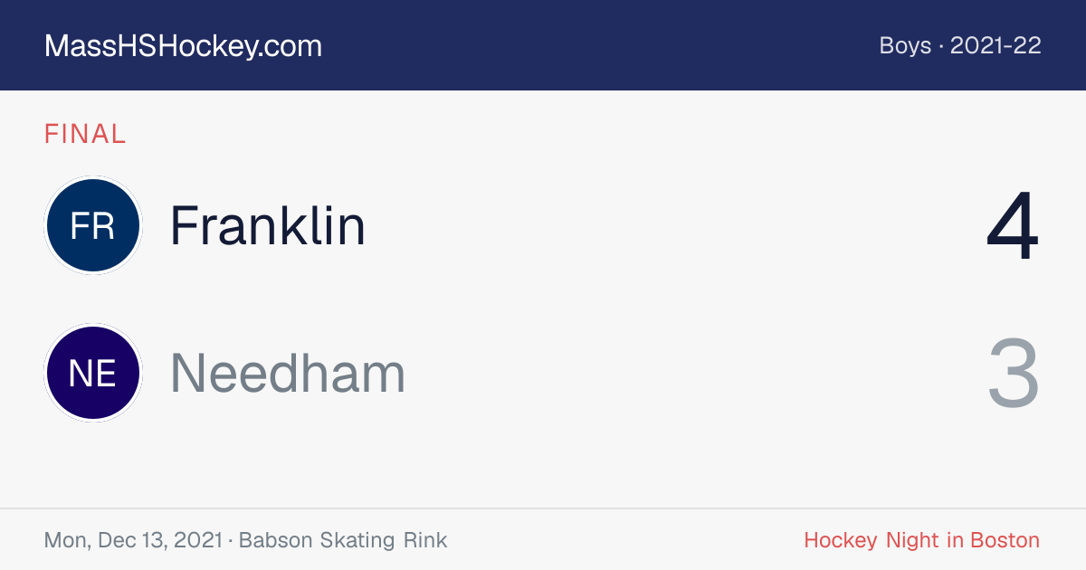 Franklin at Needham score card