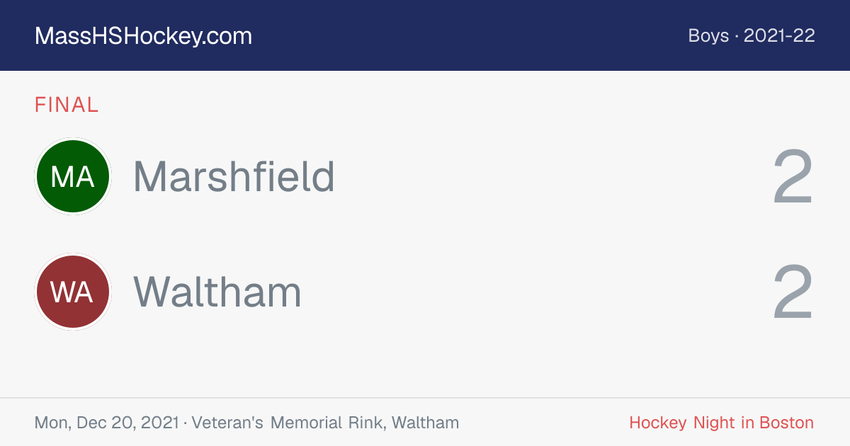 Marshfield at Waltham score card