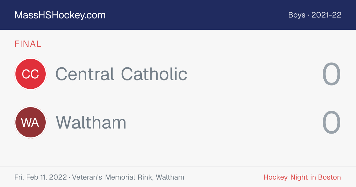 Central Catholic at Waltham score card