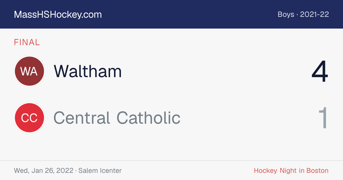 Waltham at Central Catholic score card