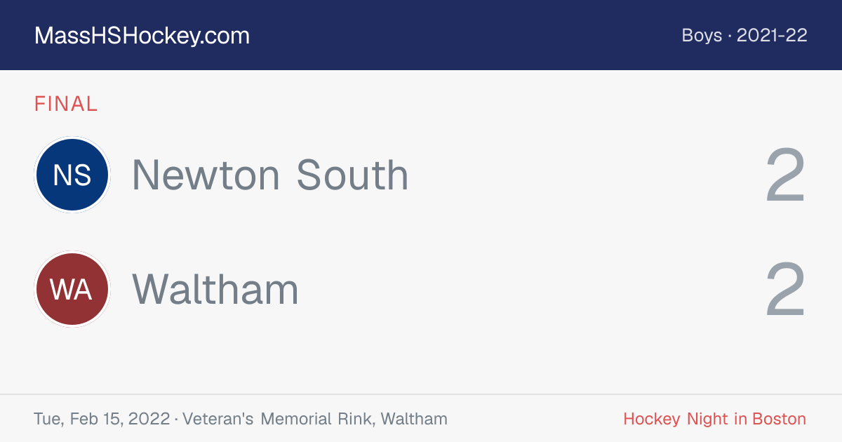 Newton South at Waltham score card