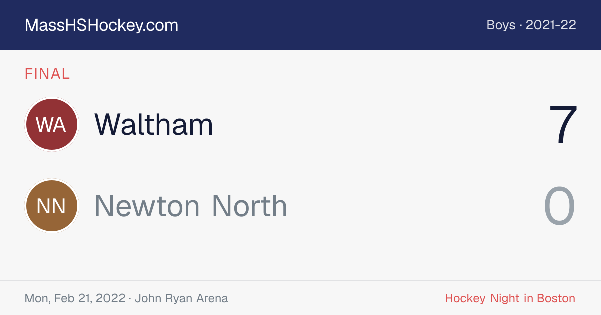Waltham at Newton North score card