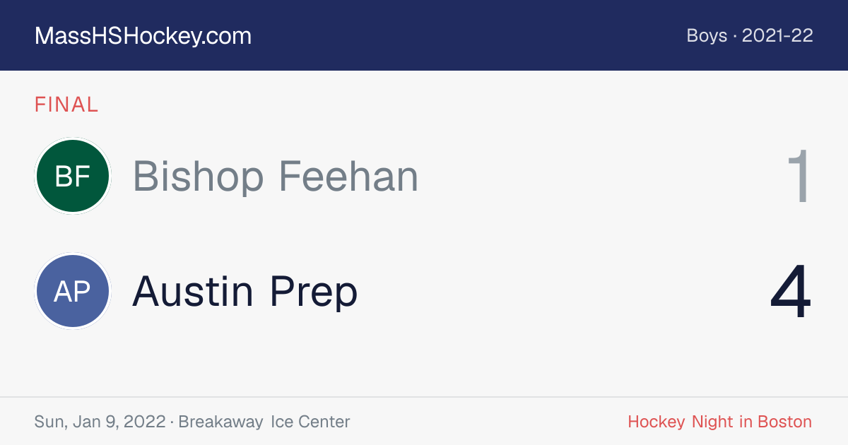Bishop Feehan at Austin Prep score card