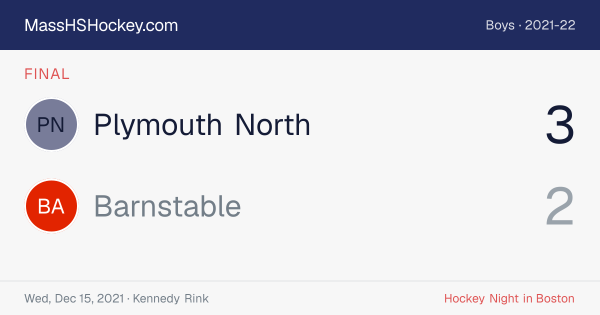 Plymouth North at Barnstable score card