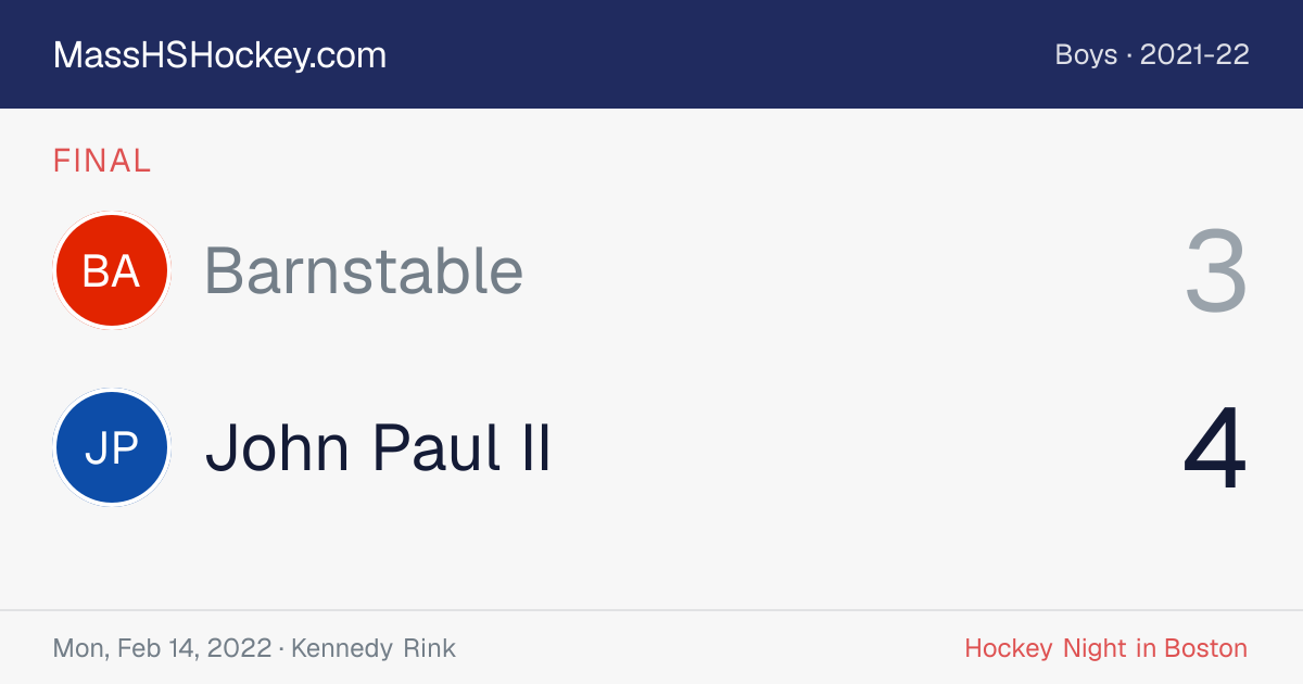 Barnstable at John Paul II score card