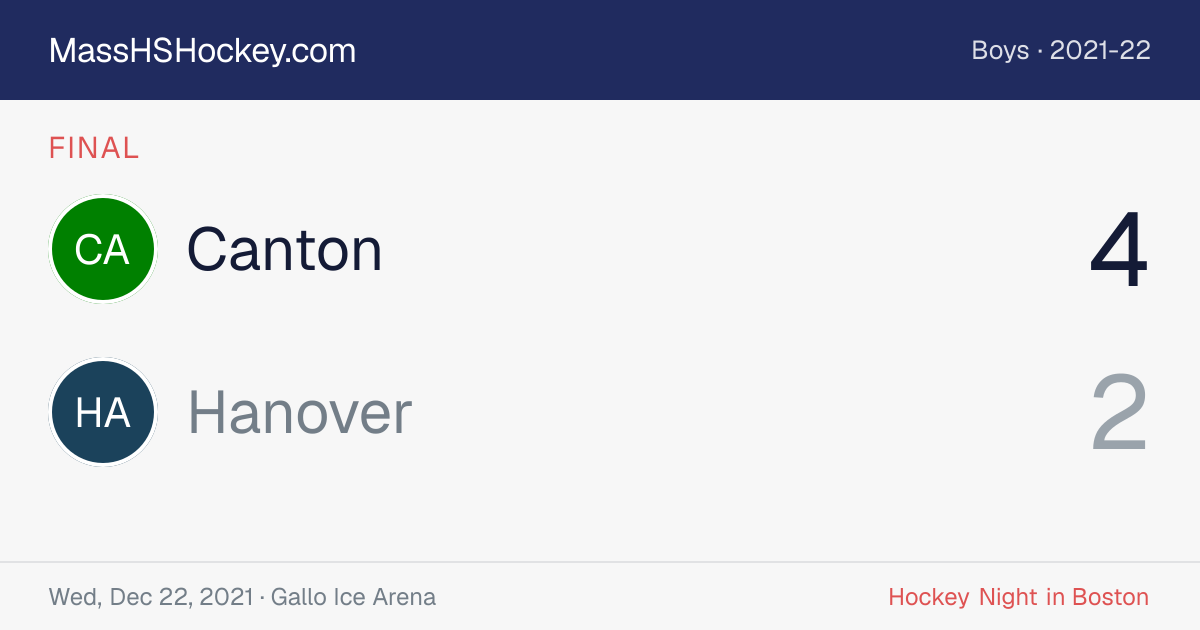 Canton at Hanover score card