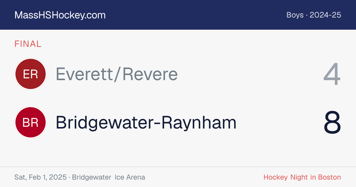 Everett/Revere at Bridgewater-Raynham score card