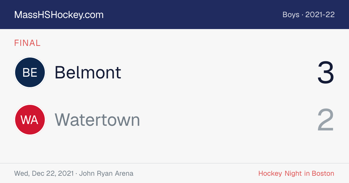Belmont at Watertown score card