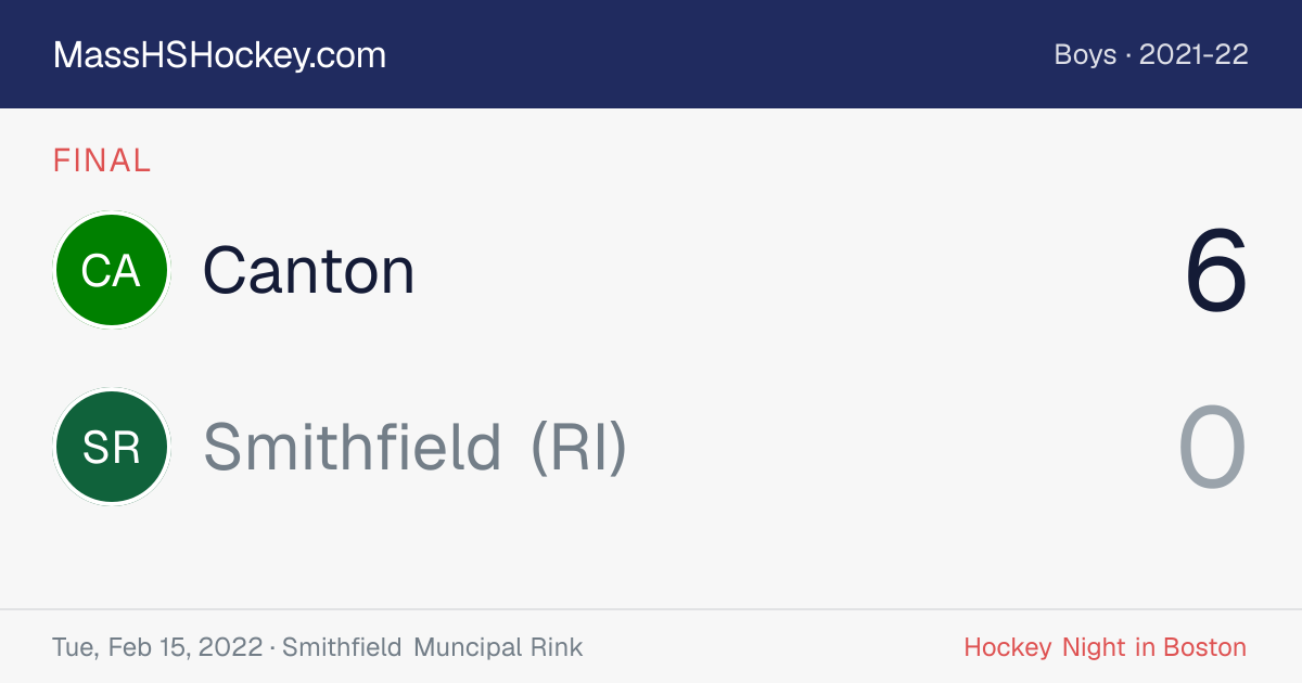 Canton at Smithfield (RI) score card
