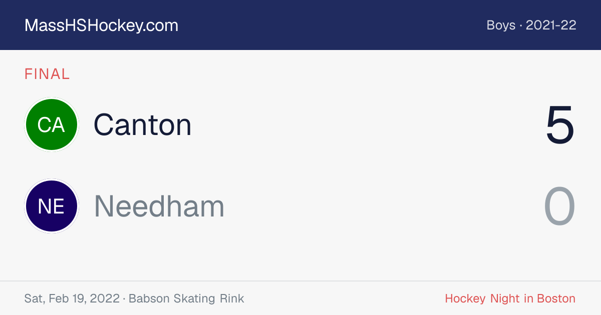 Canton at Needham score card