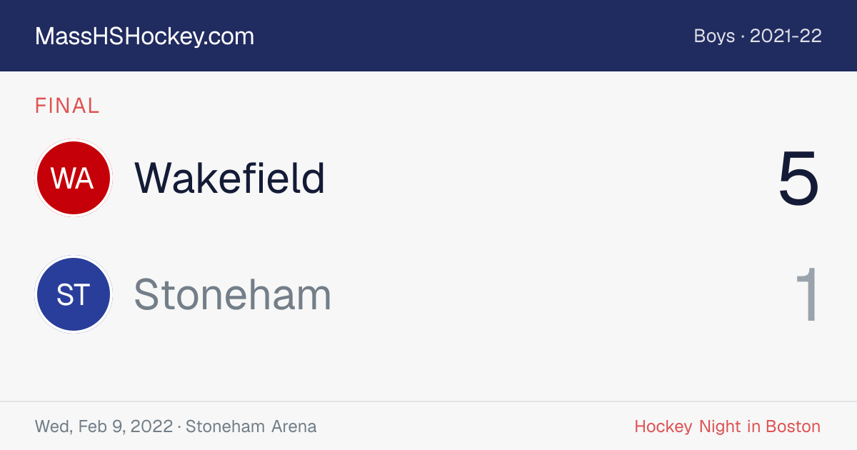Wakefield at Stoneham score card