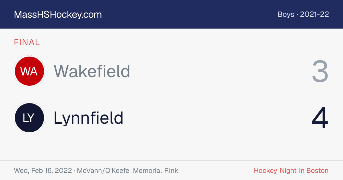 Wakefield at Lynnfield score card