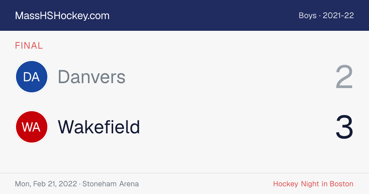Danvers at Wakefield score card