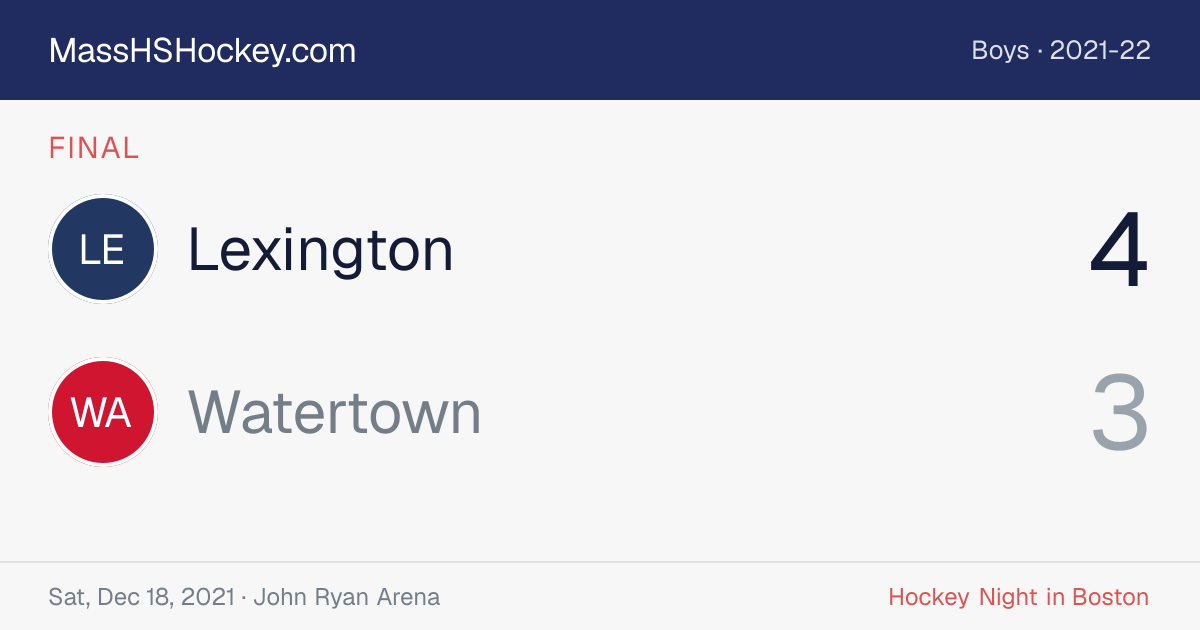 Lexington at Watertown score card