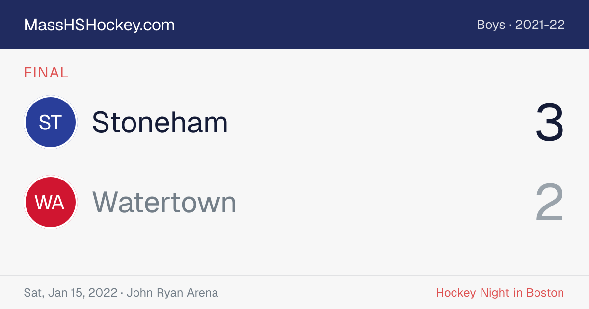 Stoneham at Watertown score card