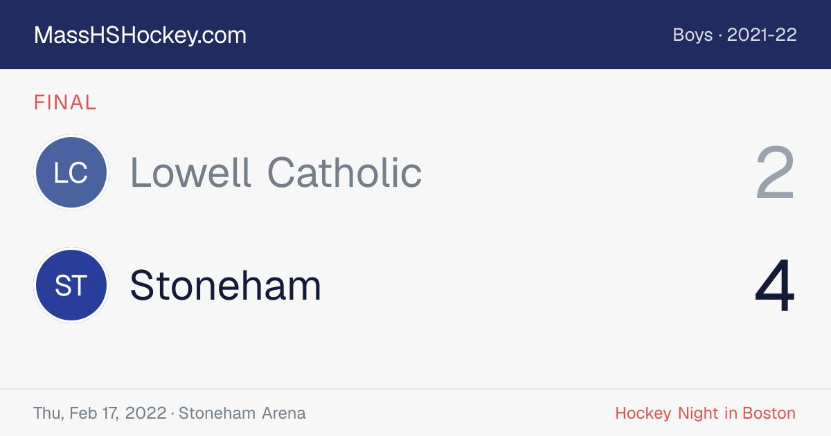 Lowell Catholic at Stoneham score card