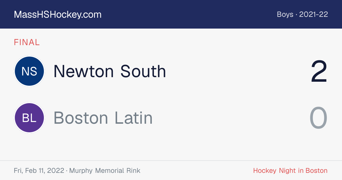 Newton South at Boston Latin score card